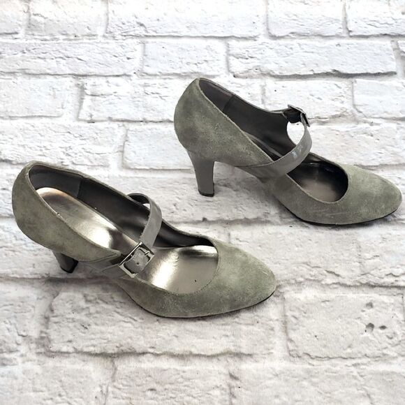 Merona Women's Gray Maryjanes Heels size 8.5 - Picture 1 of 6